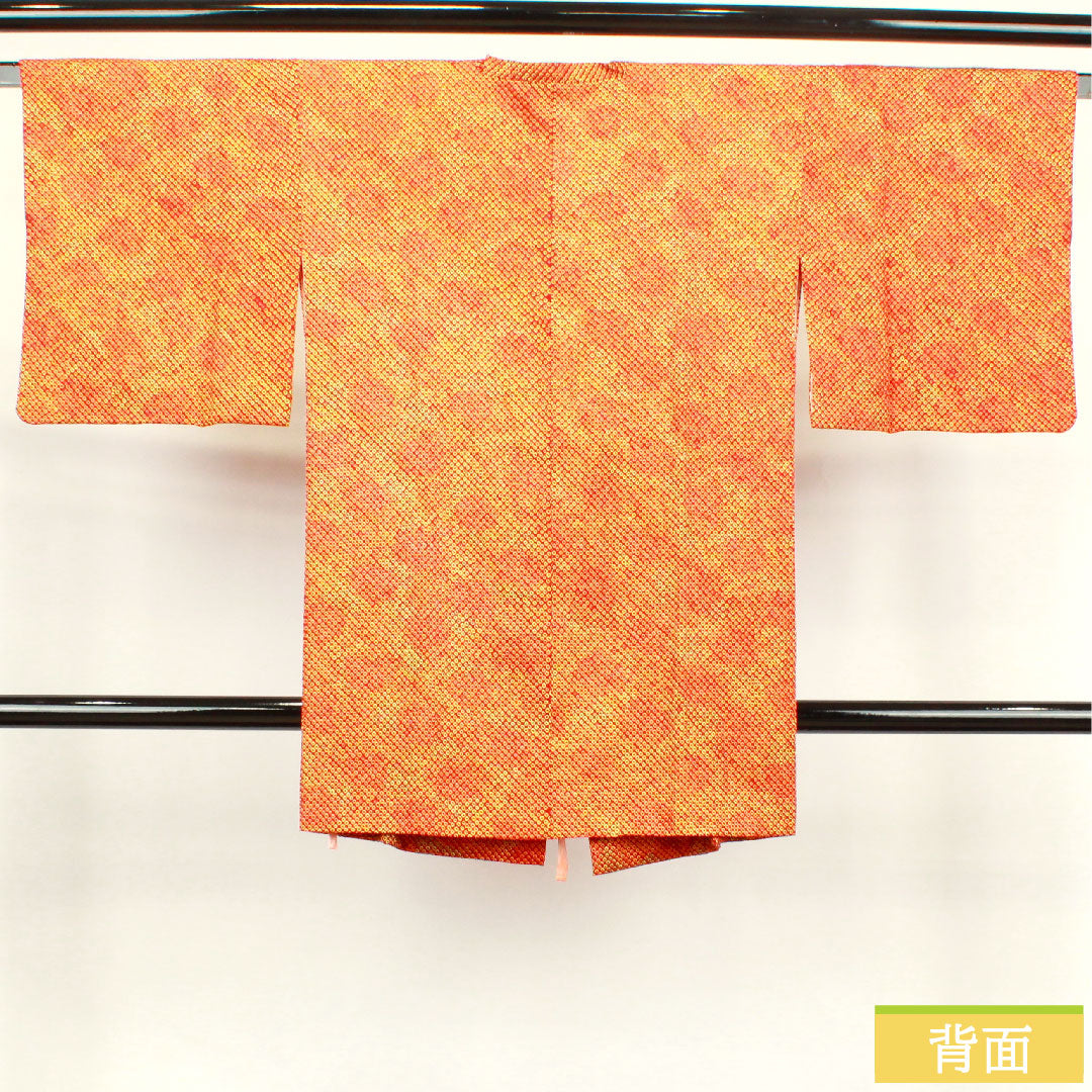Michiyuki coat, pure silk, length 87cm, sleeve length 63.5cm, scarlet brown, all-dyed, pique dyed, S rank, lined, brown, 1117000712914