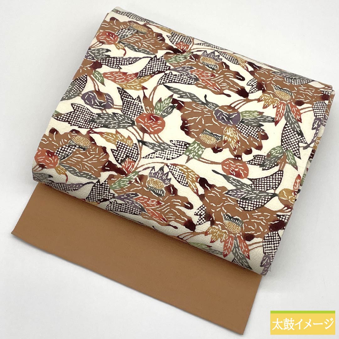 Nagoya Obi, Pure Silk, Grade B, Off-White, Bingata-style Stencil Dyeing, Abstract Floral Pattern, Length 348cm, Six-Ply, Casual, Cream-Tone, Product Number 1124009744315, Nagoya Style