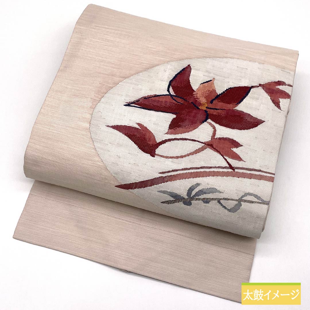 Nagoya obi, light cherry blossom color, scoop weave, abstract floral pattern, obi length 366cm, pure silk, A rank, point pattern, casual, pink, 1124008023313, Nagoya style