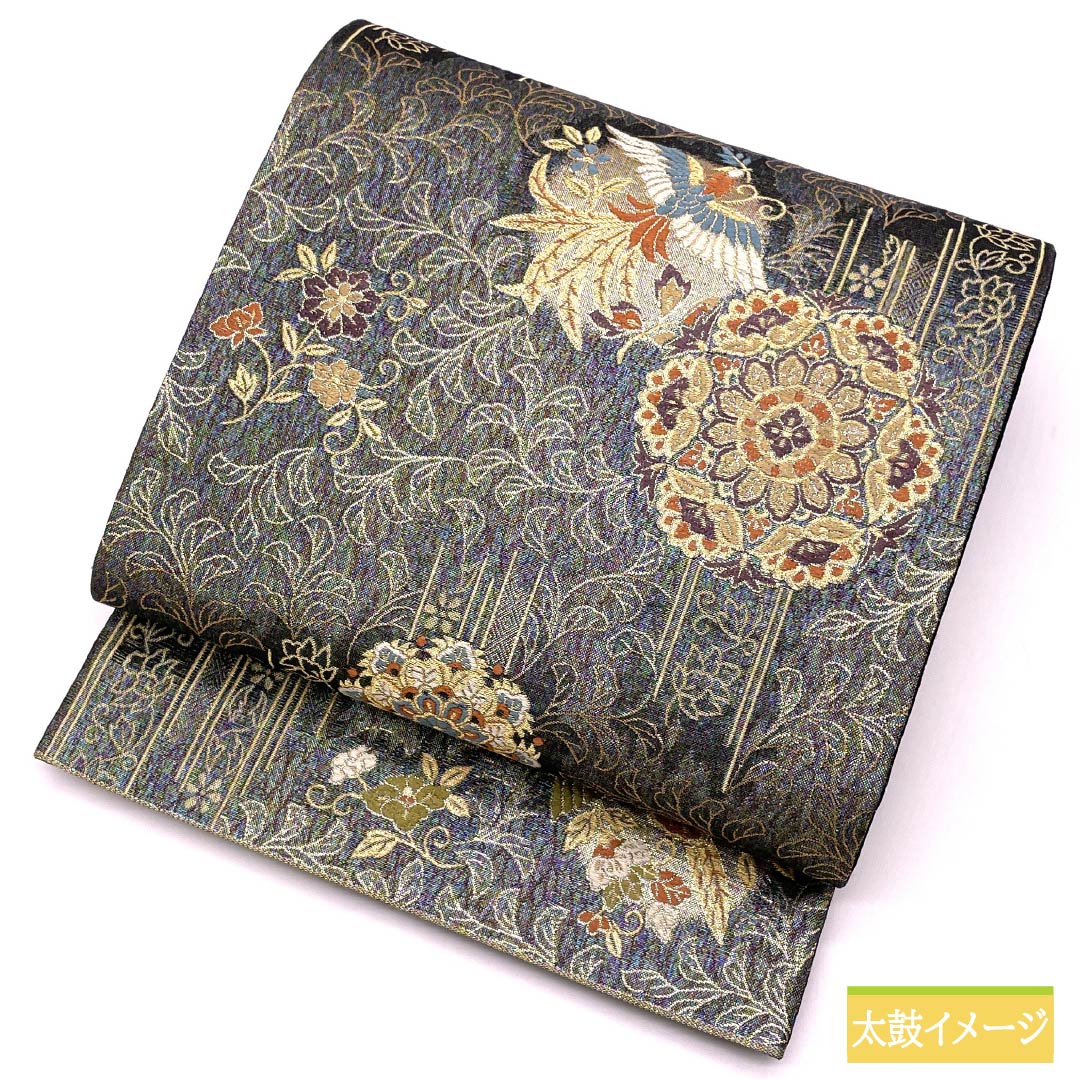 Formal, pure silk obi for formal kimono, featuring a phoenix and Chinese floral motifs, length 440cm, S rank, six-fold hem, gradient pattern, product number 1123014322399