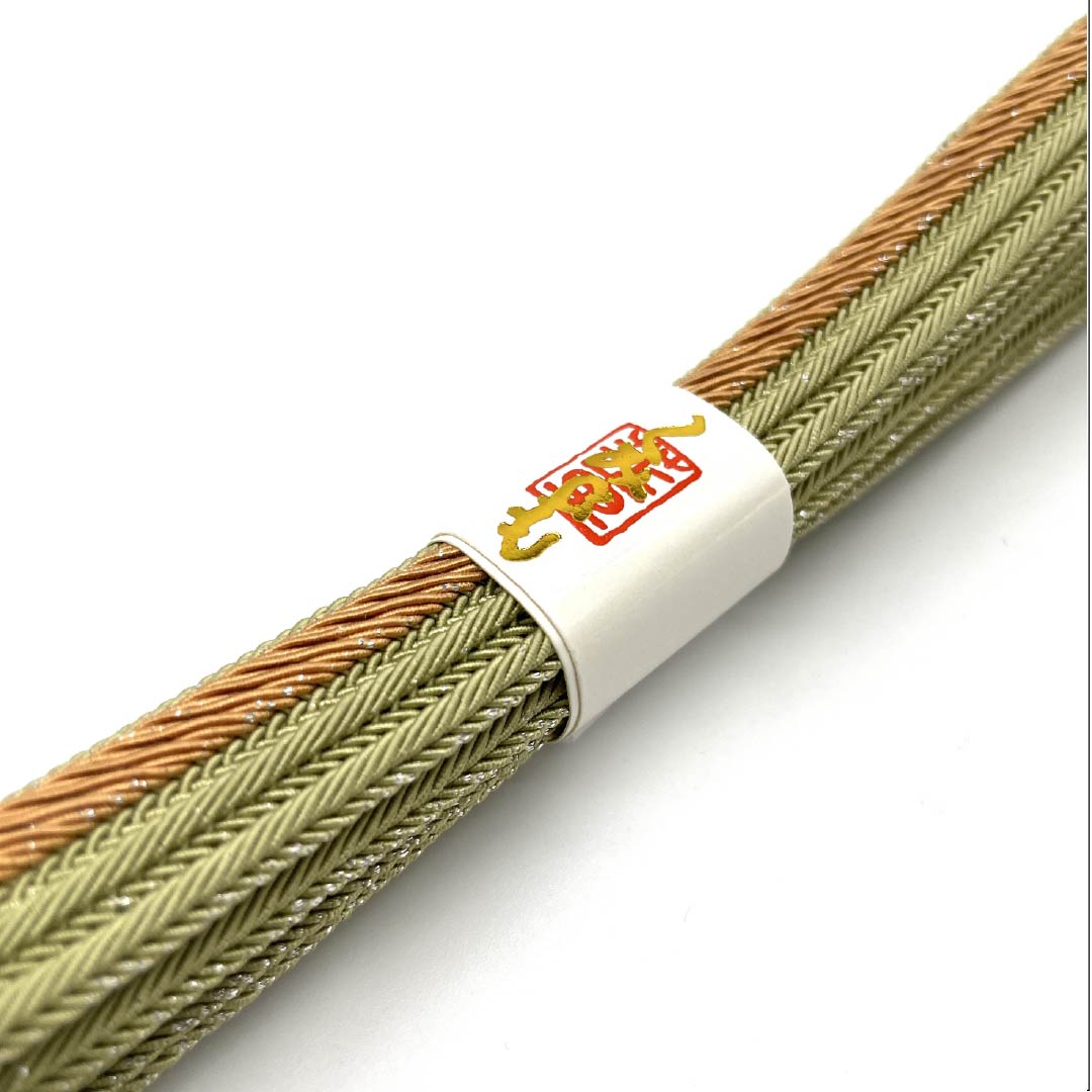 Obijime (sash fastener) made of pure silk, quarter-length string, light blue-leaf color, bicolor, for summer, for single layer, length approx. 163cm, width approx. 1.5cm, semi-formal, S rank, green, 1135003192319