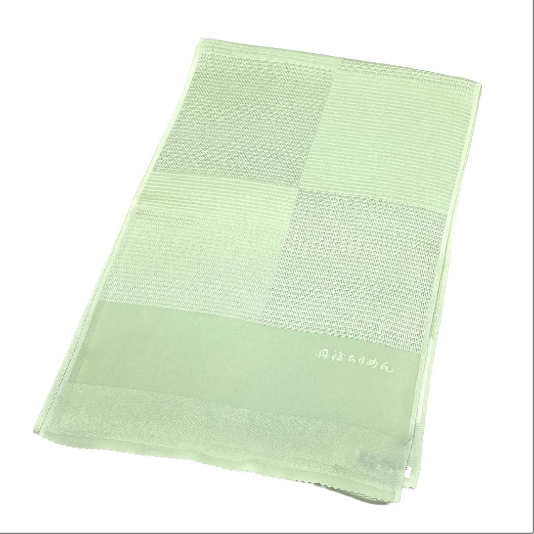 Unused (New Old Stock) Obiage Silk NEW Rank Casual Light Green Tango Chirimen Ichimatsu Pattern Classic Pattern Length approx. 184cm Width approx. 28.5cm Green Tone 1136003281919