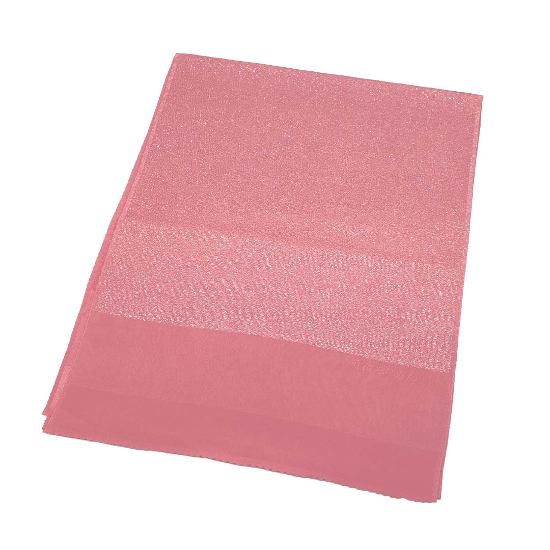 (New Old Stock) Obiage silk NEW rank semi-formal nakano-kurenaiiro (deep pink) Tango chirimen silver interwoven plain length approx. 168cm width approx. 30.5cm pink-toned 1136003401913