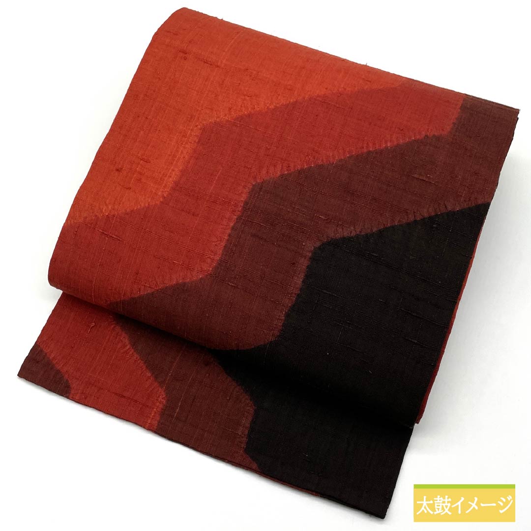 Nagoya obi, pongee fabric, tie-dyed, geometric pattern, obi length 359cm, pure silk, S rank, six-pass, casual, gradation style, 1124008132399, Nagoya style