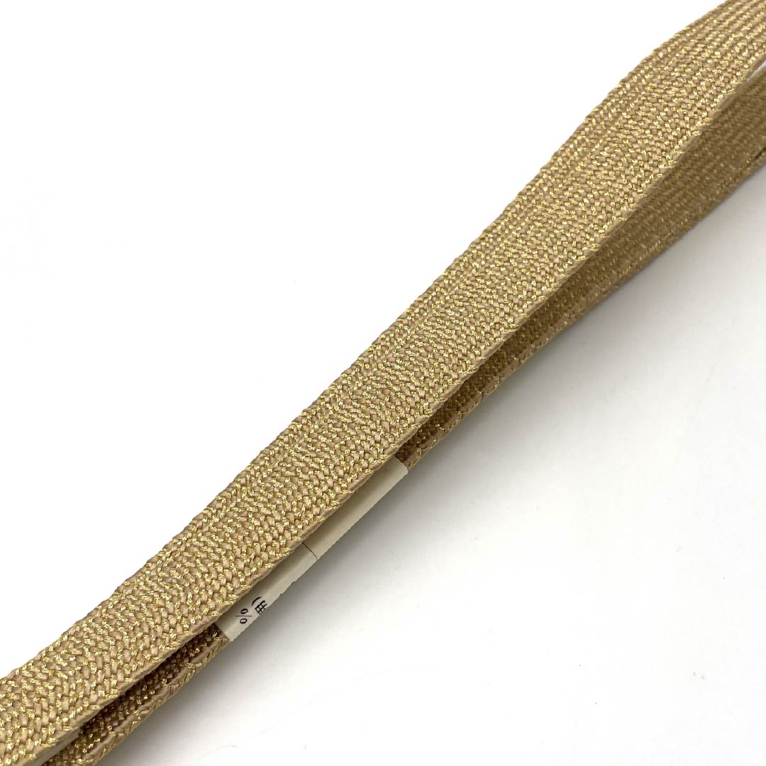 (New old stock) Obi-jime (belt fastener) made of pure silk, quarter-length cord, gold color, hand-woven cord, Suiran Kobo, for Tomesode, length approx. 162.5cm, width approx. 1.5cm, formal, new rank, gold color, 1135003431321