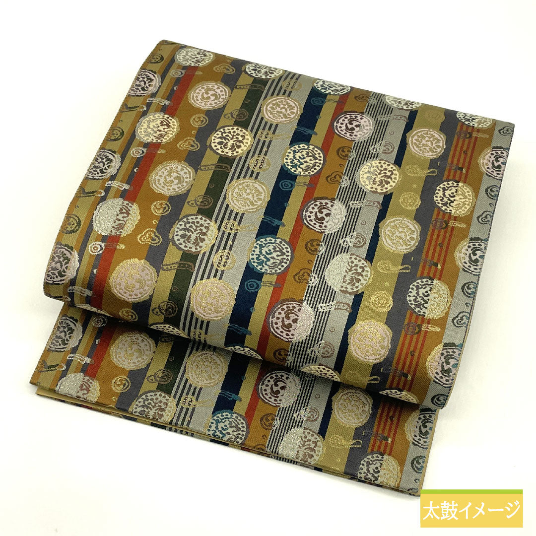 Fukuro-obi Silk S Rank Stripes Nishijin-ori Abstract Pattern Obi Length 438cm Rokutsu Casual Gradation 1123017432399
