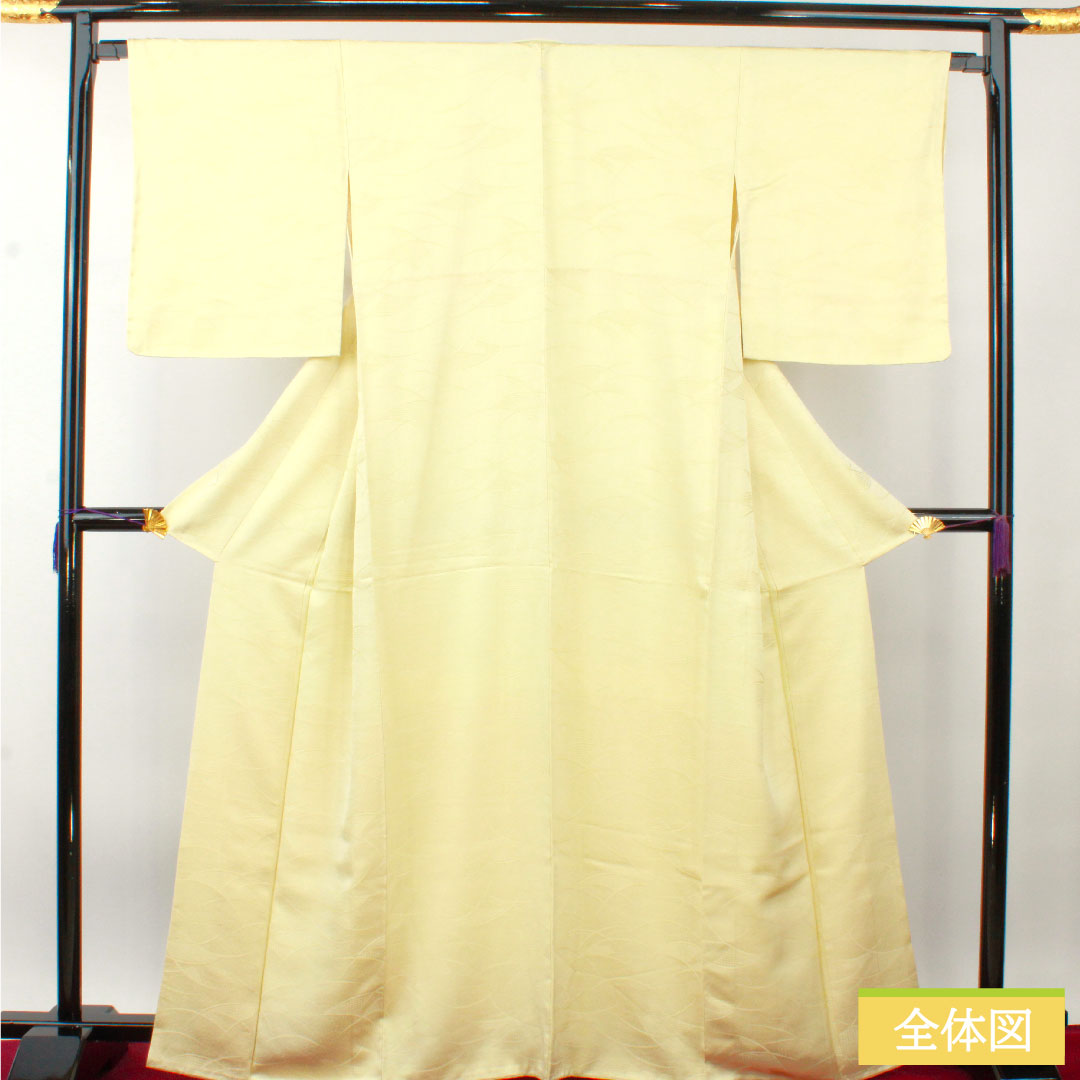 Plain color, pure silk, length 165.5cm, sleeve length 66cm, fang yellow, abstract pattern, 30% bellflower in the middle shade, with basting thread, lined, S rank, cream color, 1114001412515