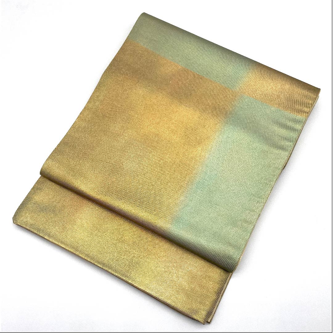 [Unsewn] Fukuro Obi, Pure Silk, S Rank, Gold, Ichimatsu Pattern, Hikihaku, Obi Length 440cm, Rokutsu, Formal, Gold Tones, 1123005942321