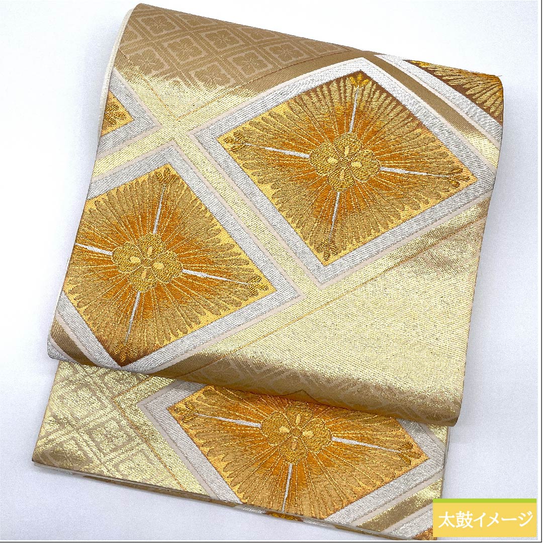 Fukuro Obi (Bag) Tonokoiro (Polished Color) Hanabishi (Flower Diamond) Length 418cm Pure Silk A Rank Six-way Formal Gold 1123010013321