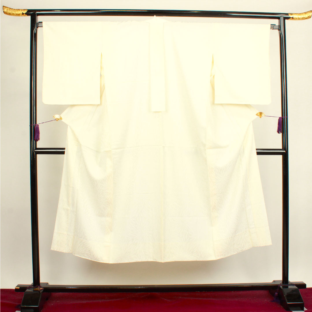 長襦袢 正絹 身丈142cm 裄丈66.5cm 袷  フォーマル 菊  Sランク クリーム系 1129000472615