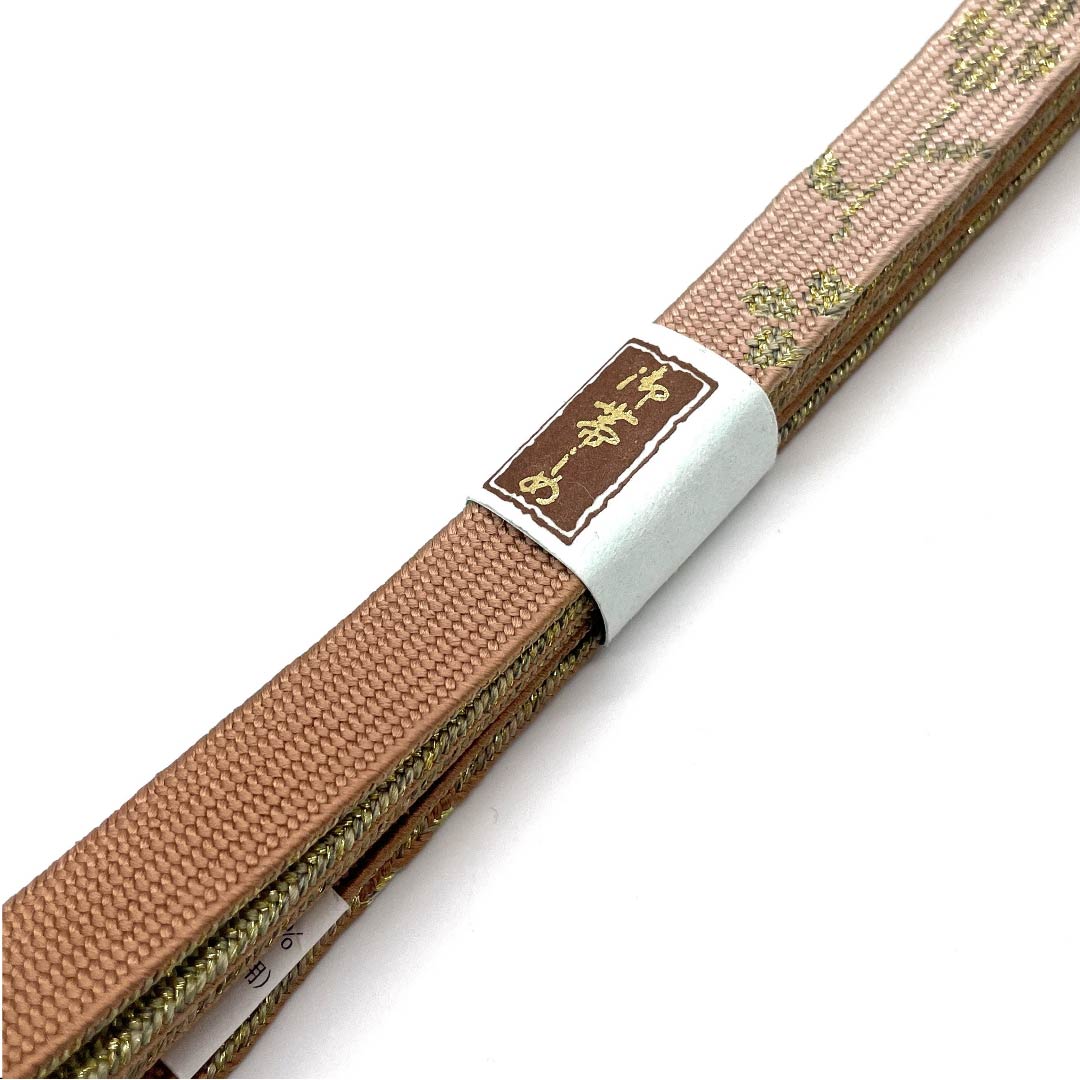 （新古品） 帯締め 正絹 四分紐 鮭色（さけいろ） 金属糸使用 新古品  長さ約156cm 幅約1.5cm セミフォーマル Sランク 橙系 1135001052926