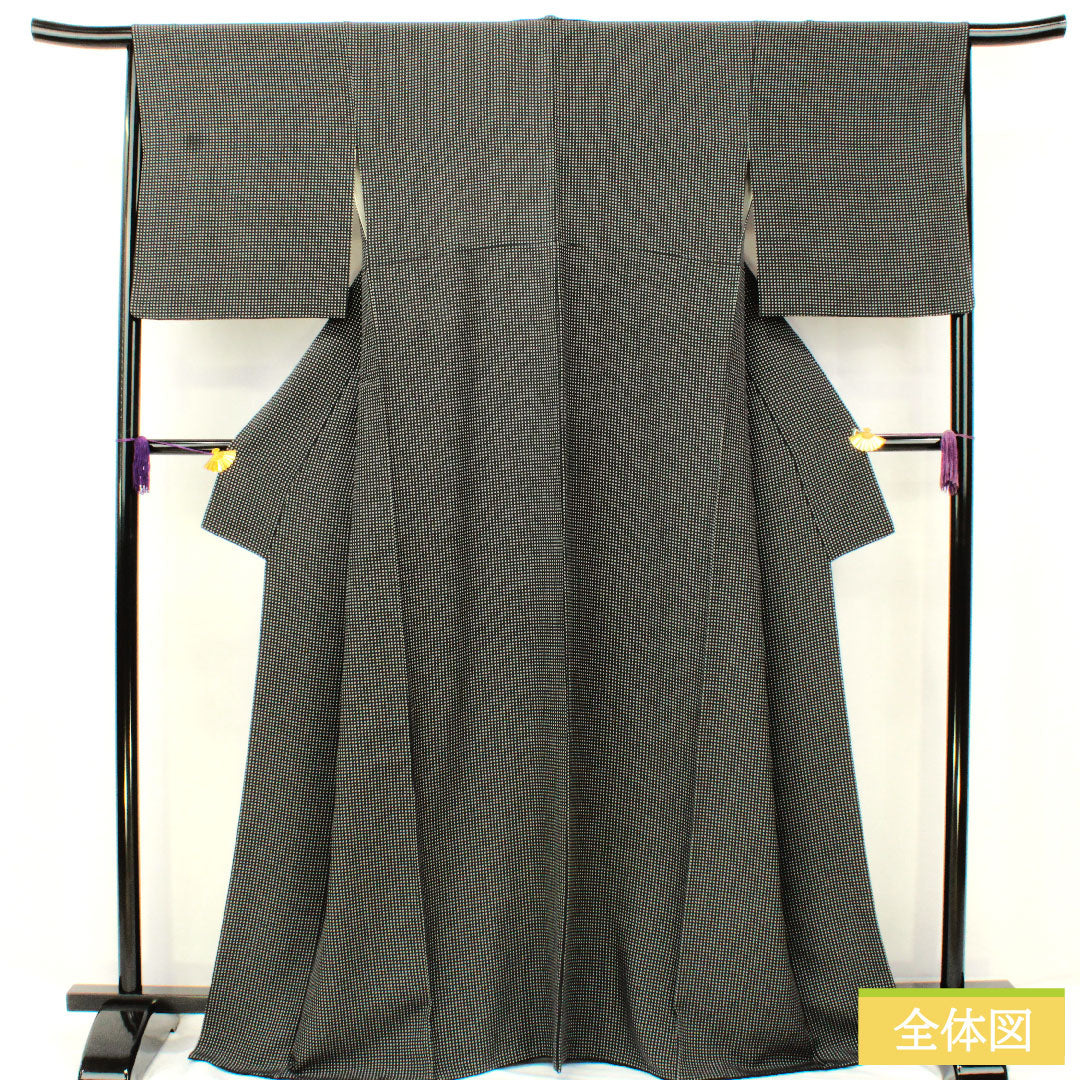 Komon, pure silk, length 165.5cm, sleeve length 66cm, lined, geometric pattern, A rank, black, 1115004713510
