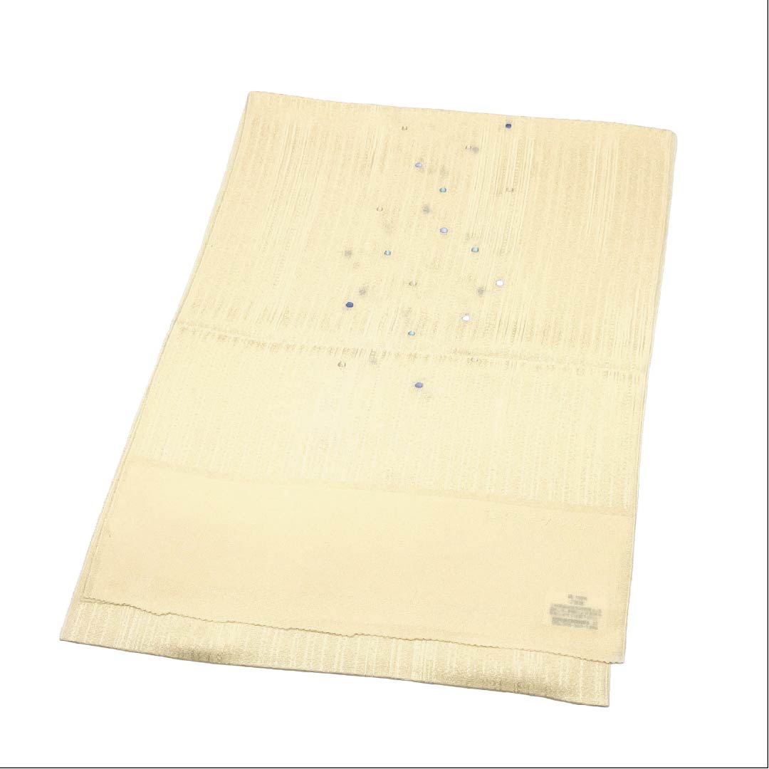(New old stock) Obiage pure silk NEW rank casual pale eggshell (usutamago-iro) dots stripes Tango chirimen length approx. 174cm width approx. 30.5cm cream color 1136003211915