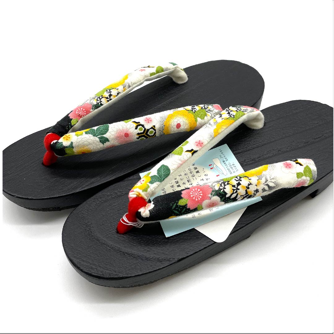 (Brand new, unused) Geta (Japanese clogs) with chrysanthemum, cherry blossom, tortoiseshell and cloisonne patterns, size XL, black, NEW rank, 1122001041510