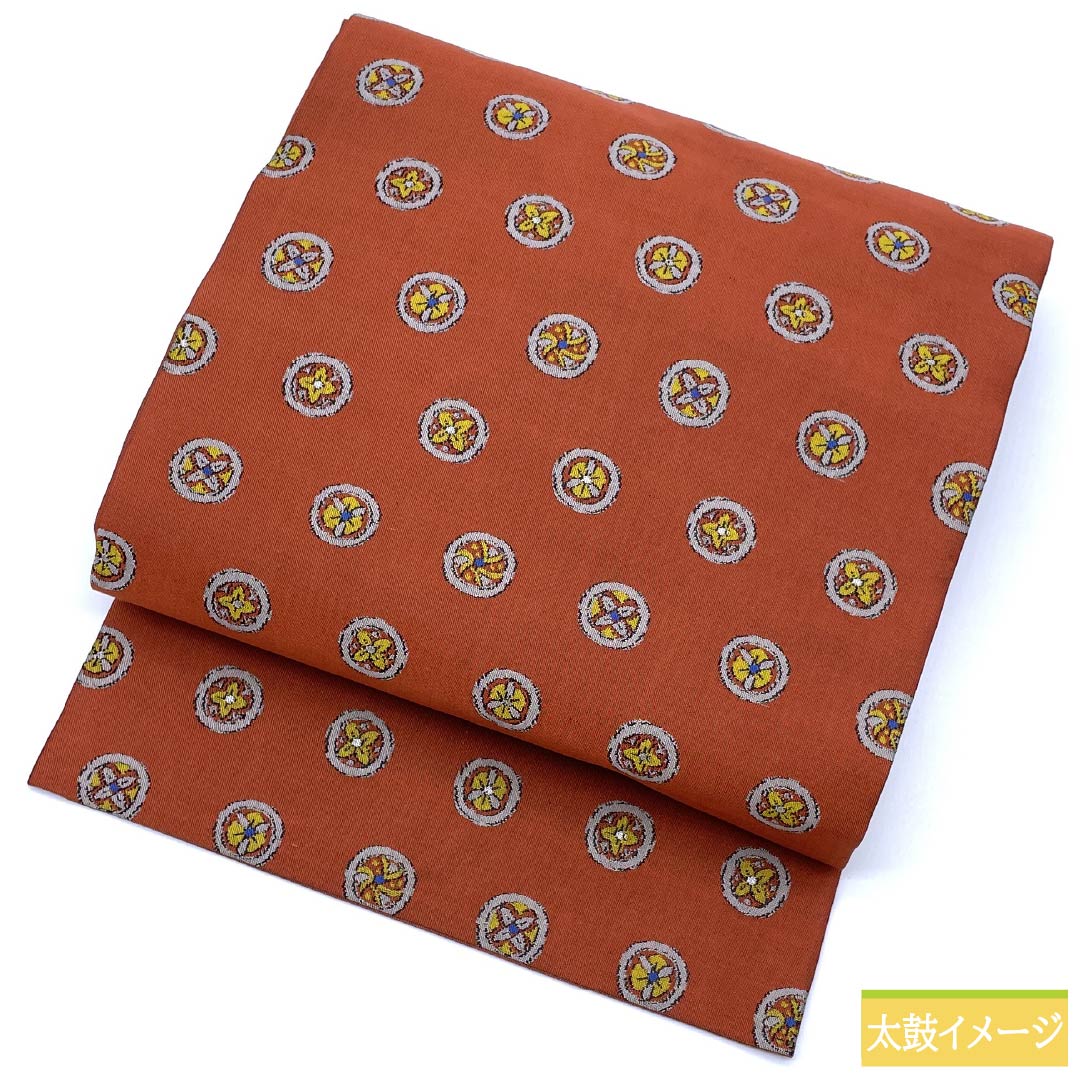 Nagoya Obi, Pure Silk, Grade A, Shoujo Chairo (Scarlet Brown), Round Crest, Length 325cm, Six-Pass, Casual, Brown, Product Number 1124009073314, Nagoya Style