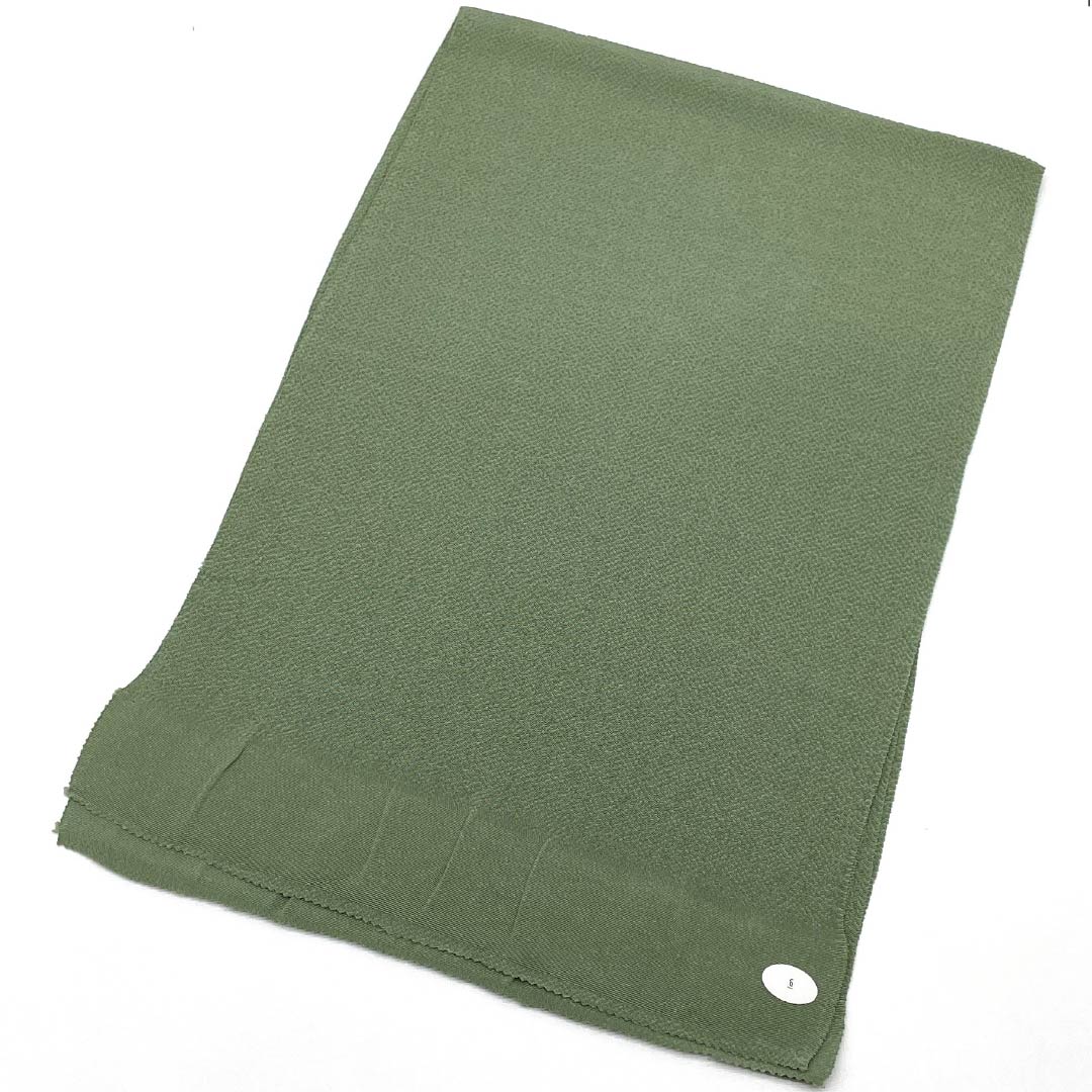 （新古品） 帯揚げ 正絹 フォーマル 裏葉色（うらはいろ） ちりめん 無地 振袖用 長さ約164cm 幅約27.5cm Sランク 緑系 1136000052919