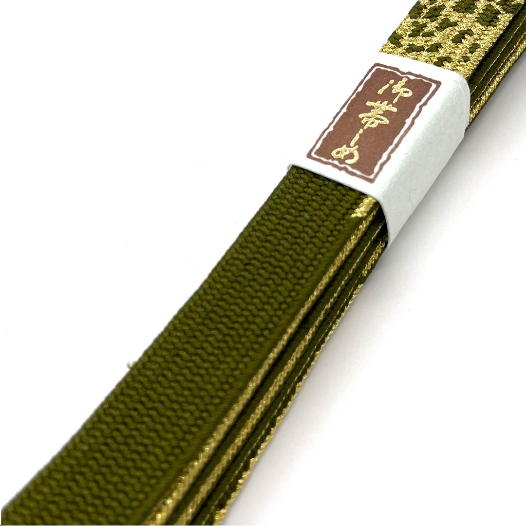 (New old stock) Obijime (sash fastener) Pure silk, quarter-length string, lizard color, metallic thread used, new old stock, length approx. 159cm, width approx. 1.5cm, semi-formal, S rank, green, 1135002172319