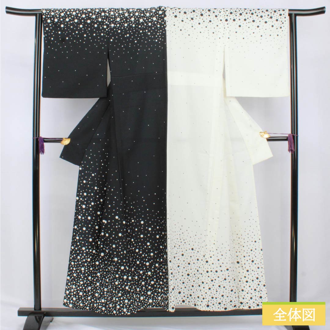 Homongi (Homongi), Polyester, Grade A, Single-Layer Kimono, Length 154.5cm, Sleeve Length 63cm, Dot Pattern, Washable, Monochrome, Product Number: 1112006153227