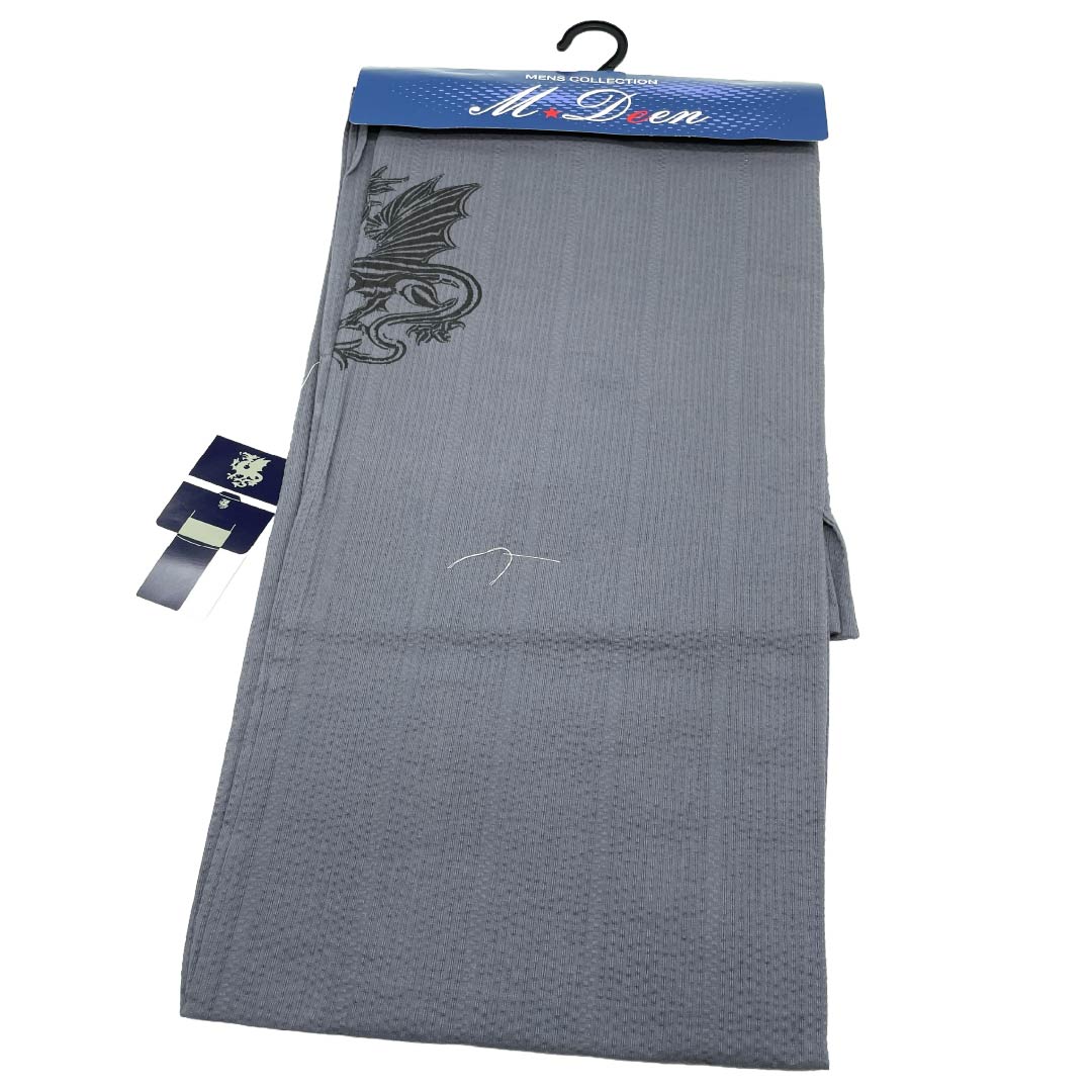 （新品）メンズ浴衣 木綿 NEWランク 身丈150cm 裄丈69cm 鉛色（なまりいろ） MDeen ドラゴン 龍 単衣 グレー系 1138000441322