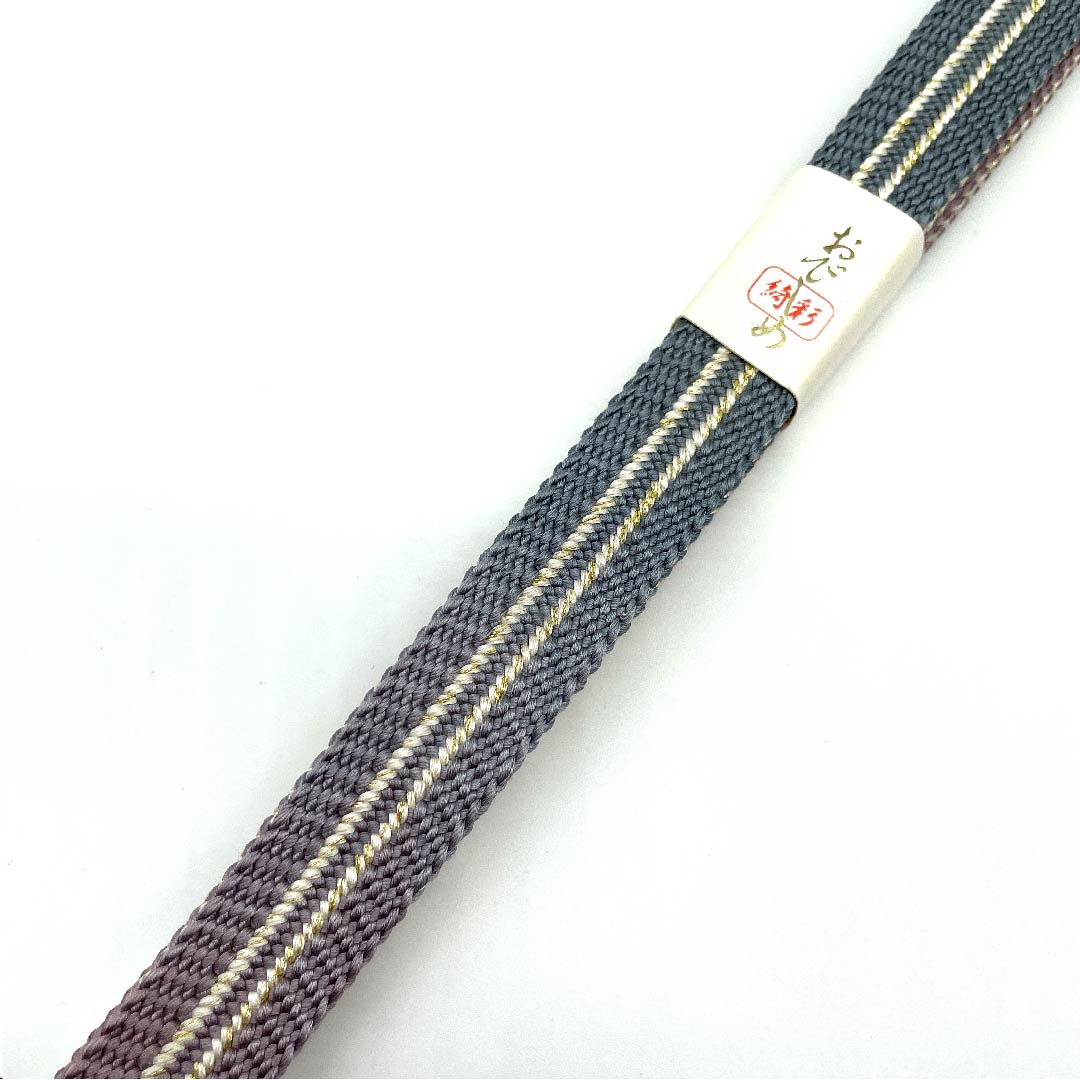 （新古品） 帯締め 正絹 四分紐 錆納戸色（さびなんどいろ） 手組紐 金銀糸 新古品 長さ約164cm 幅約1.5cm セミフォーマル Sランク グラデーション系 1135000092999