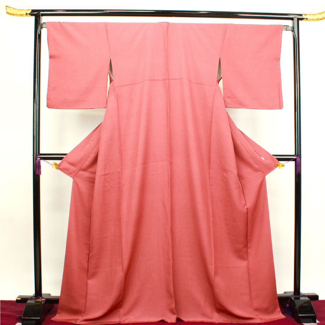 小紋 身丈172cm 裄丈67.5cm 袷  蘇芳色 江戸小紋 草木染 行儀  正絹 Sランク 赤系 1115003502612