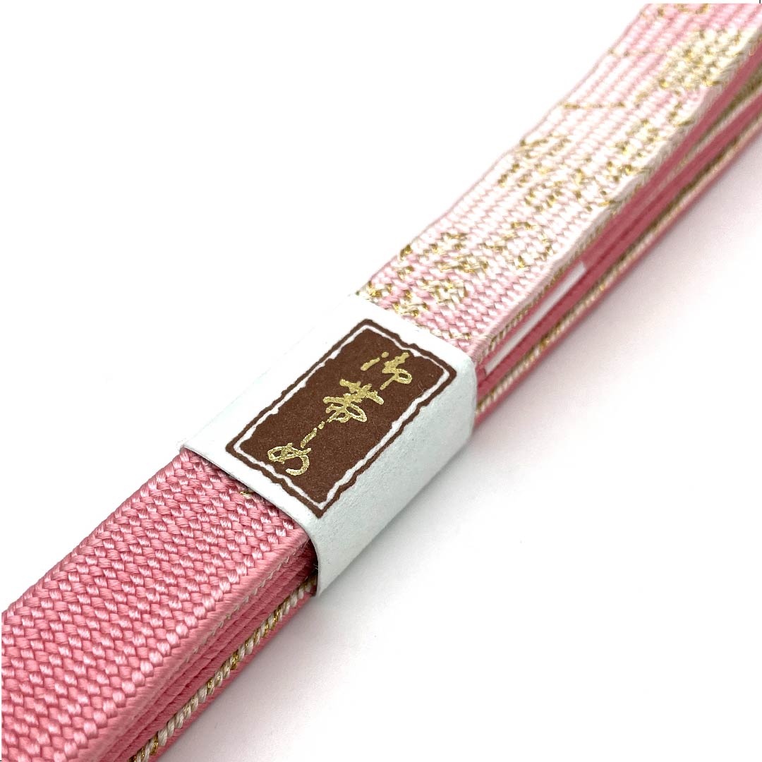 (New old stock) Obijime (belt tying) Pure silk, quarter-length string, pinkish red, metallic thread used, specially selected gold and silver thread, new old stock, length approx. 159cm, width approx. 1.5cm, semi-formal, S rank, pink, 1135002812313