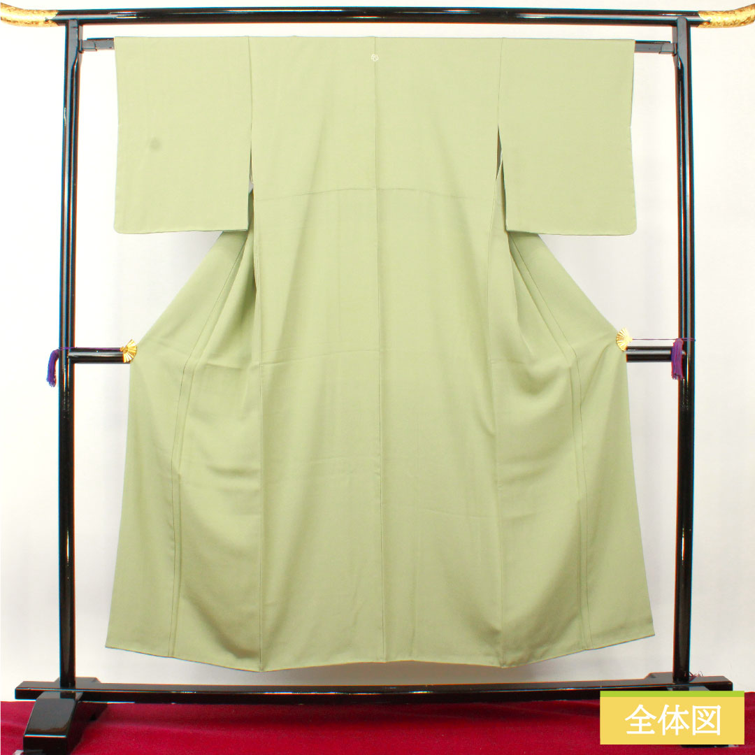 色無地 正絹 身丈151.5cm 裄丈63.5cm 青磁色（せいじいろ） 素無地 中陰蔦 袷 Sランク 緑系 1114001522219