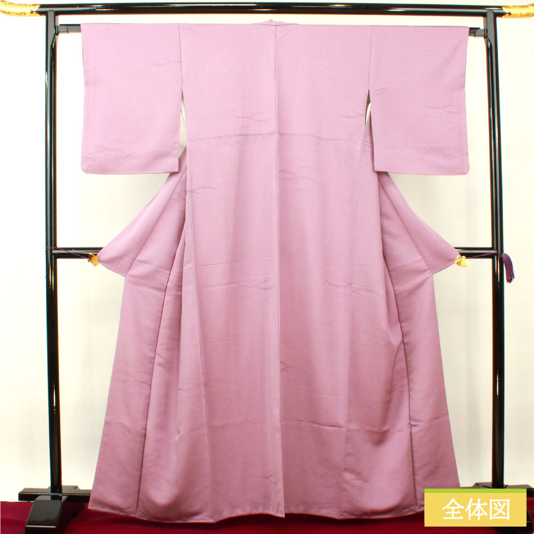 Plain color, polyester, length 163.5cm, sleeve length 64.5cm, half-colored, washable kimono, dew grass, lined, S rank, purple, 1114001212420