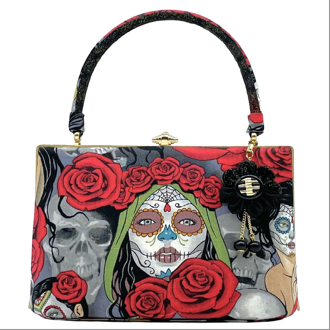 Kimono bag, casual, new, skull, rose, handmade by artist, gray, 113900138122