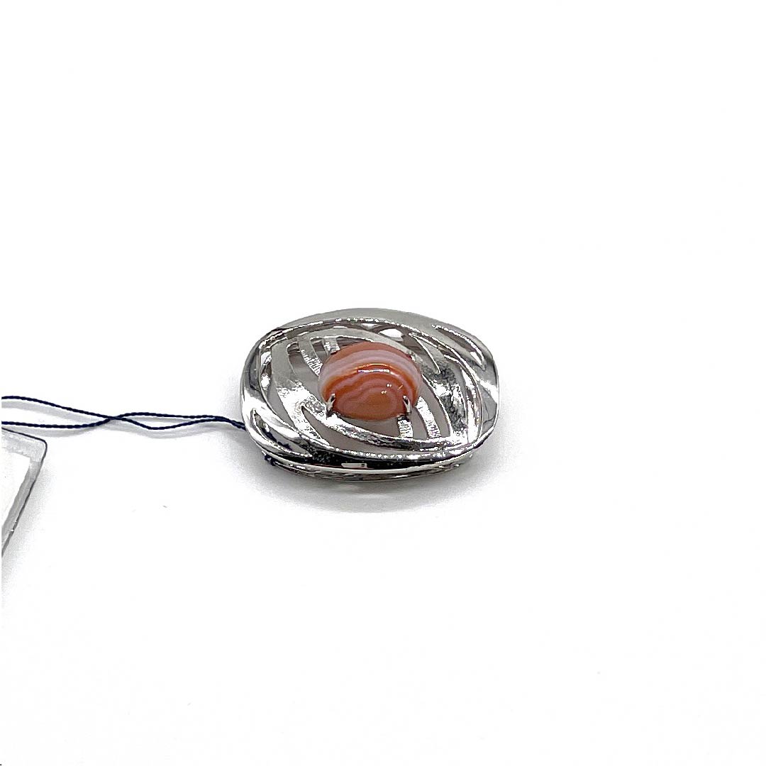 (New old stock) Obi clasp, natural stone, casual, Tokiiro (Toki-iro) brass, red agate, length approx. 2.5cm, width approx. 3.5cm, S rank, pink, 1137000782913