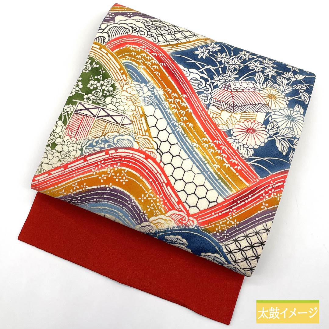 Nagoya Obi, Deep Autumn Color (Koimomijiiro), Kyoto Bingata Chirimen Fabric with Shippo Cloisonne, 370cm Long, Pure Silk, S-Rank, Full Length, Casual, Gradient Design, Item Number: 1124007322399, Nagoya Style