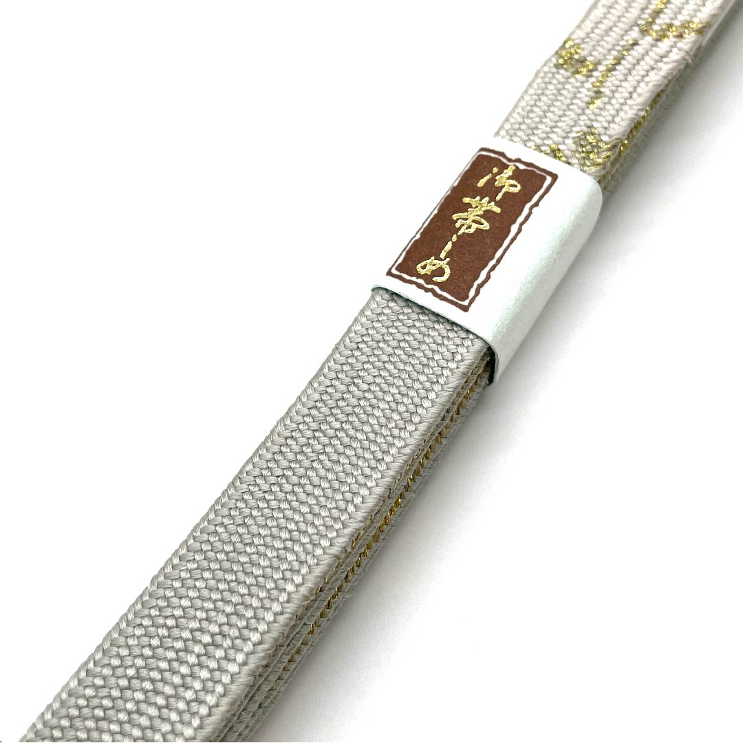 (New old stock) Obijime (sash fastener) Pure silk, quarter-length string, blue-and-white porcelain color, metal thread used, new old stock, length approx. 156cm, width approx. 1.5cm, semi-formal, S rank, gray, 1135001582922