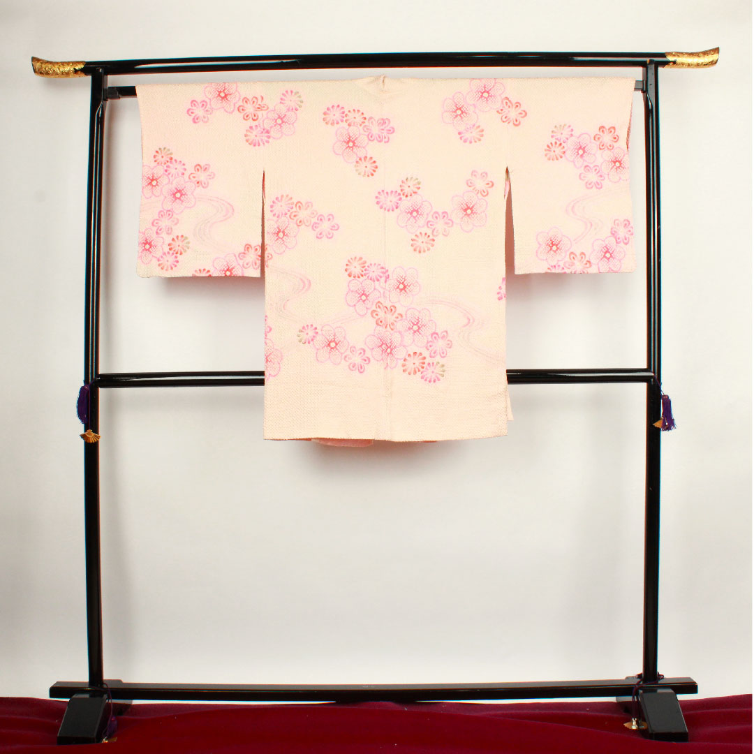 Travel kimono Length 90.5cm Sleeve length 63.5cm Dawn color Flower pattern Pure silk S rank Awase Pink 1117000372913