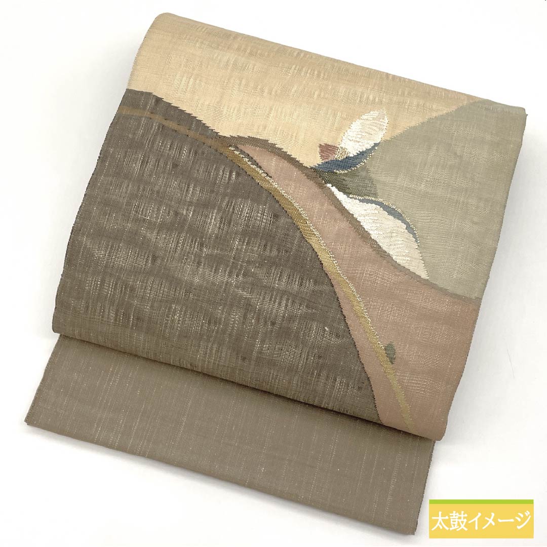 Fukuro Obi, Pure Silk, Furuzareiro (old bleached color), Sukui weave, Rakuen Hougamon, Obi length 454cm, S rank, Point pattern, Casual, Brown, 1123013152414