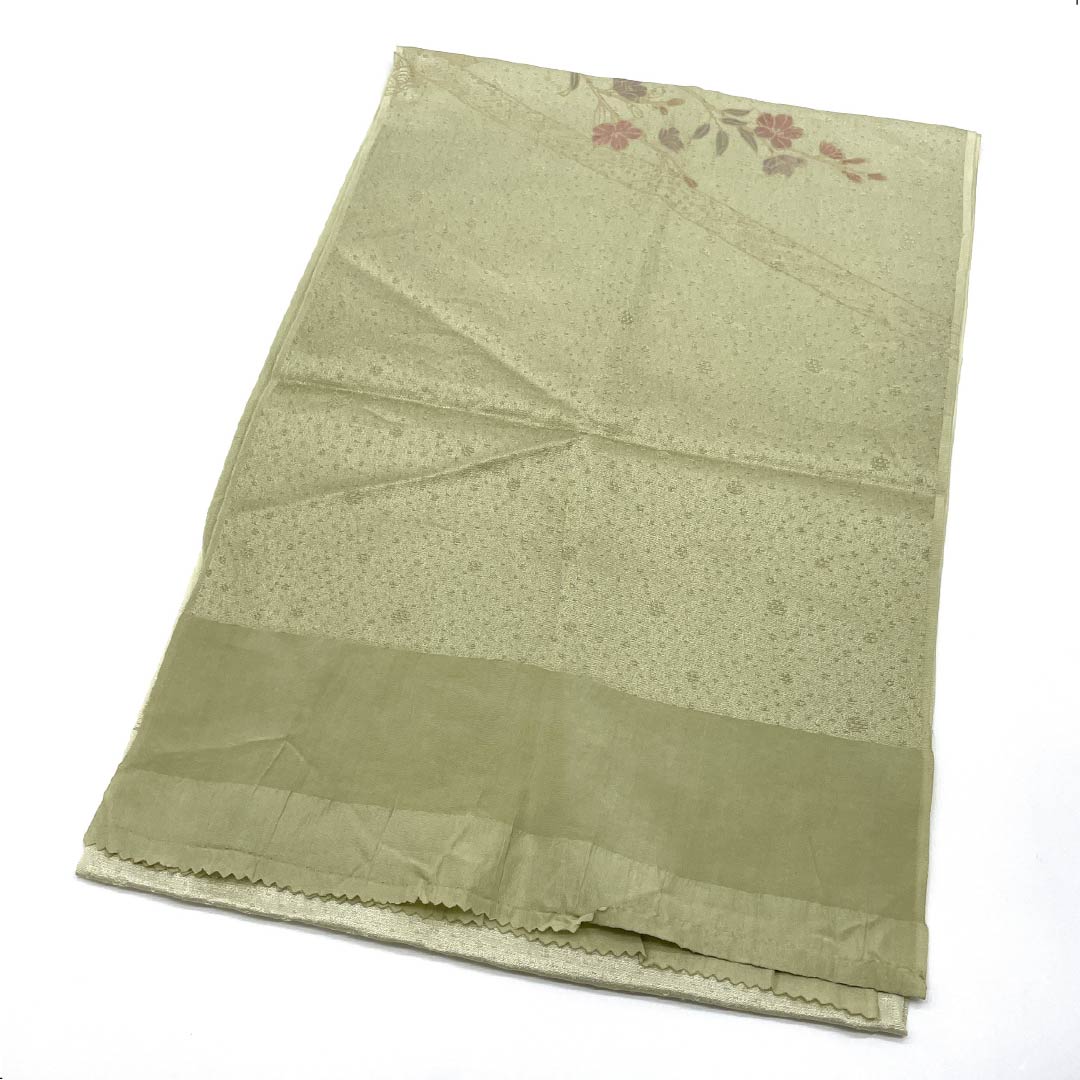 Obiage, pure silk, semi-formal, urayanagi-iro (back willow color), floral pattern, classic pattern, length 168cm, width 29cm, S rank, green, 1136000542919