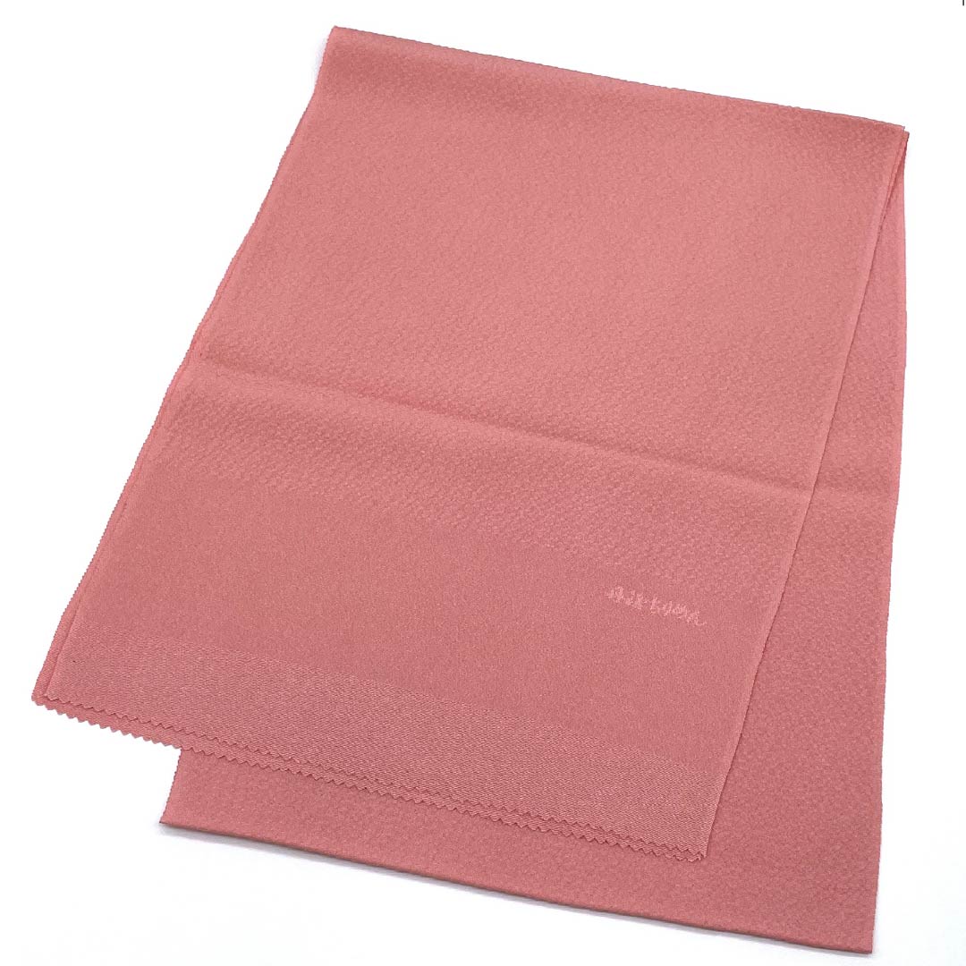 (New old stock) Formal obiage, pure silk, single layer plum color (hitoeumeiro), Tango crepe, plain, new old stock, length 164cm, width 30cm, S rank, pink, 1136000162913
