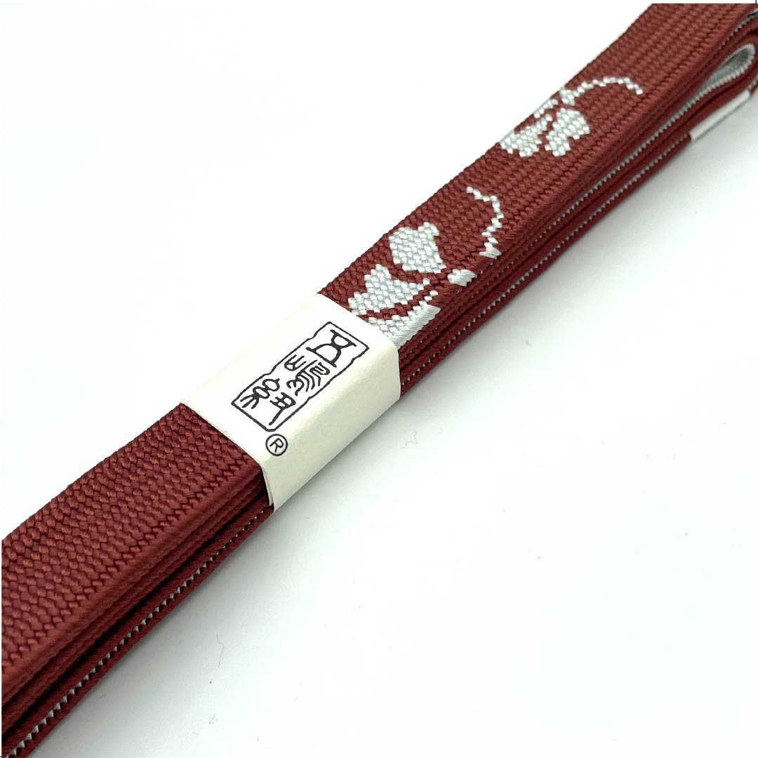 (New old stock) Obi-jime (belt fastener) made of pure silk, quarter-length cord, bengara-iro (red pattern), Goshima-himo, Edo-kumihimo, new old stock, length approx. 162cm, width approx. 1.7cm, casual, S rank, brown, 1135002962314