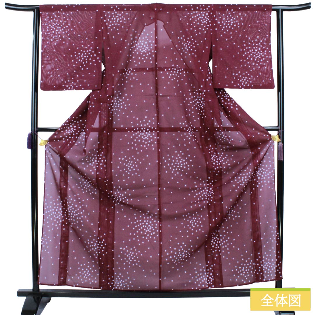 Summer Polyester Komon A Rank Length 162cm Sleeve Length 63.5cm Tsubosumire-iro (violet) Block Pattern Washable Kimono Ro Purple Series 1132003343420