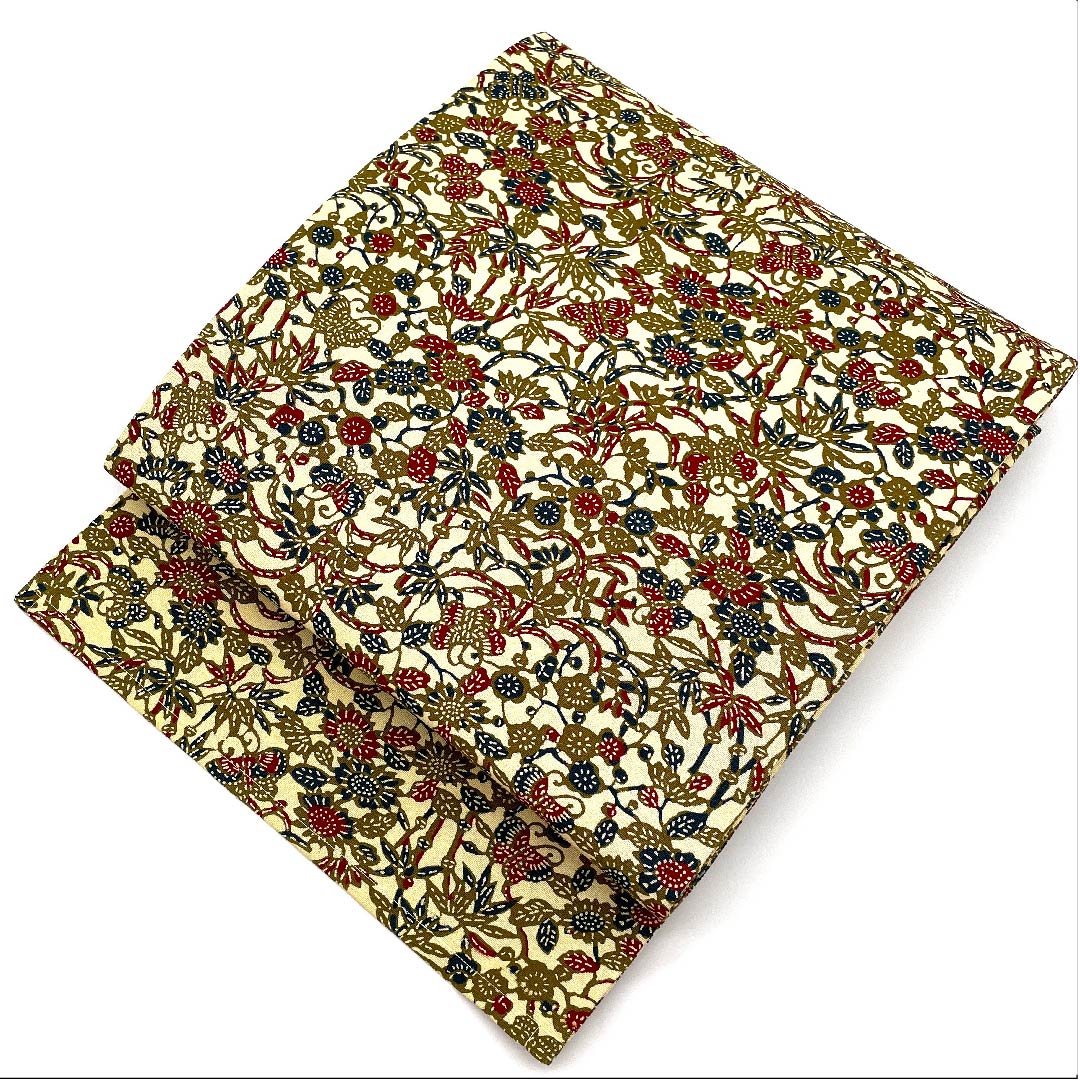 Nagoya obi, koji color, flower pattern, butterfly, stencil dye, obi length 370cm, pure silk, S rank, full length, casual, cream color, 1124003582315, Nagoya style