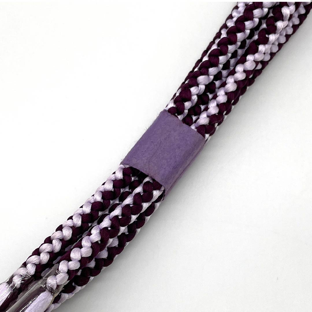 (Like new) Silk Obijime (Sash Band) in Futari Shizukairo (Futari Shizukairo) and Shirafujiiro (Shirafujiiro) with a round braid. Length: approx. 153cm, Width: approx. 1cm. Casual style. Purple. Product code: 1135004701320