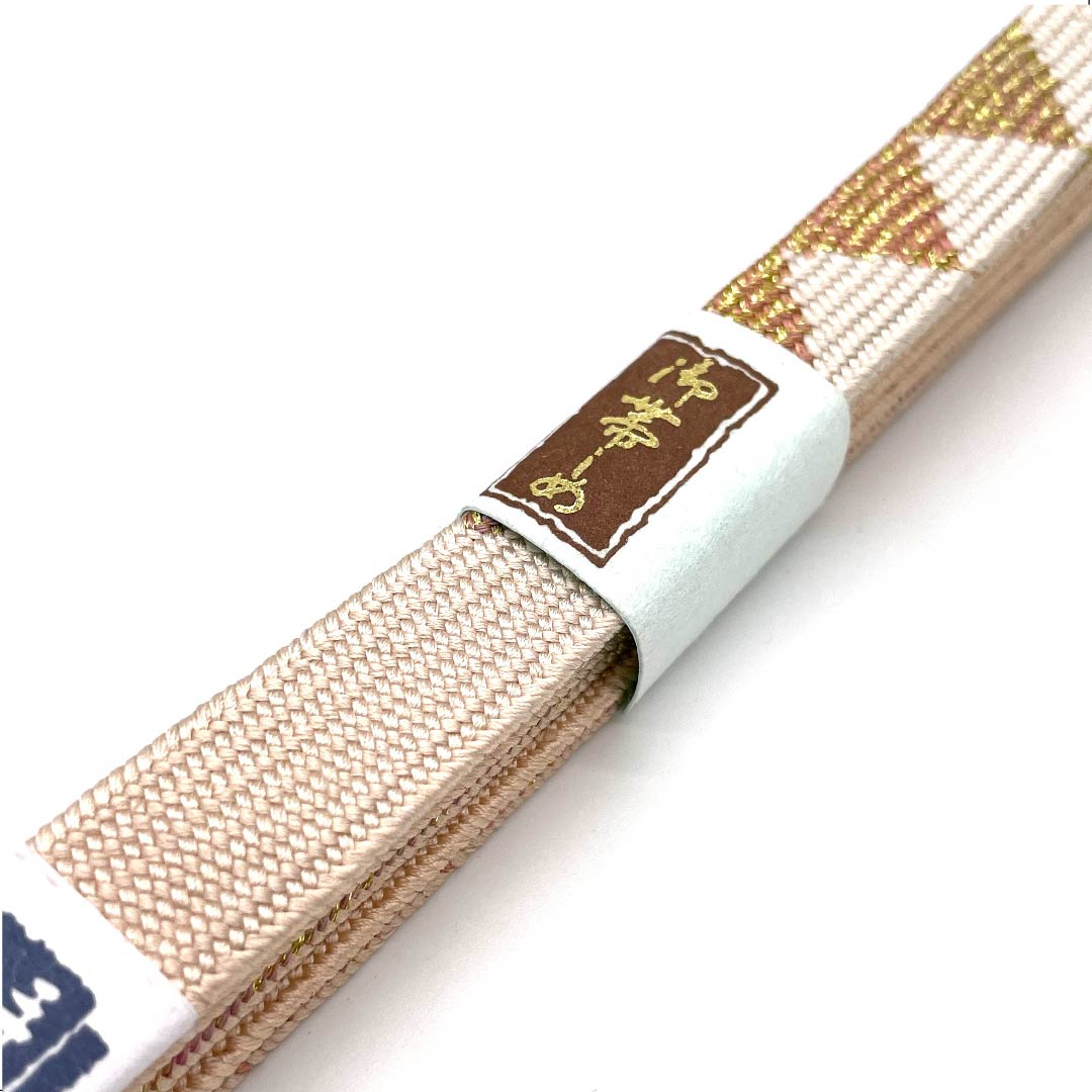 （新古品） 帯締め 正絹 四分紐 薄肉色（うすにくいろ） 手組紐 鱗 金属糸使用 長さ約162cm 幅約1.5cm セミフォーマル Sランク ベージュ系 1135002852325