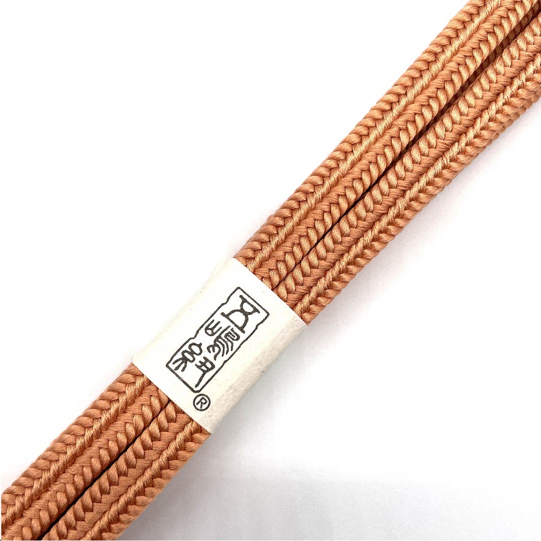 （新古品） 帯締め 正絹 四分紐 赤支子色（あかくちなしいろ） 五嶋紐 冠（ゆるぎ） 江戸組紐 長さ約162cm 幅約1cm カジュアル Sランク 橙系 1135000322926