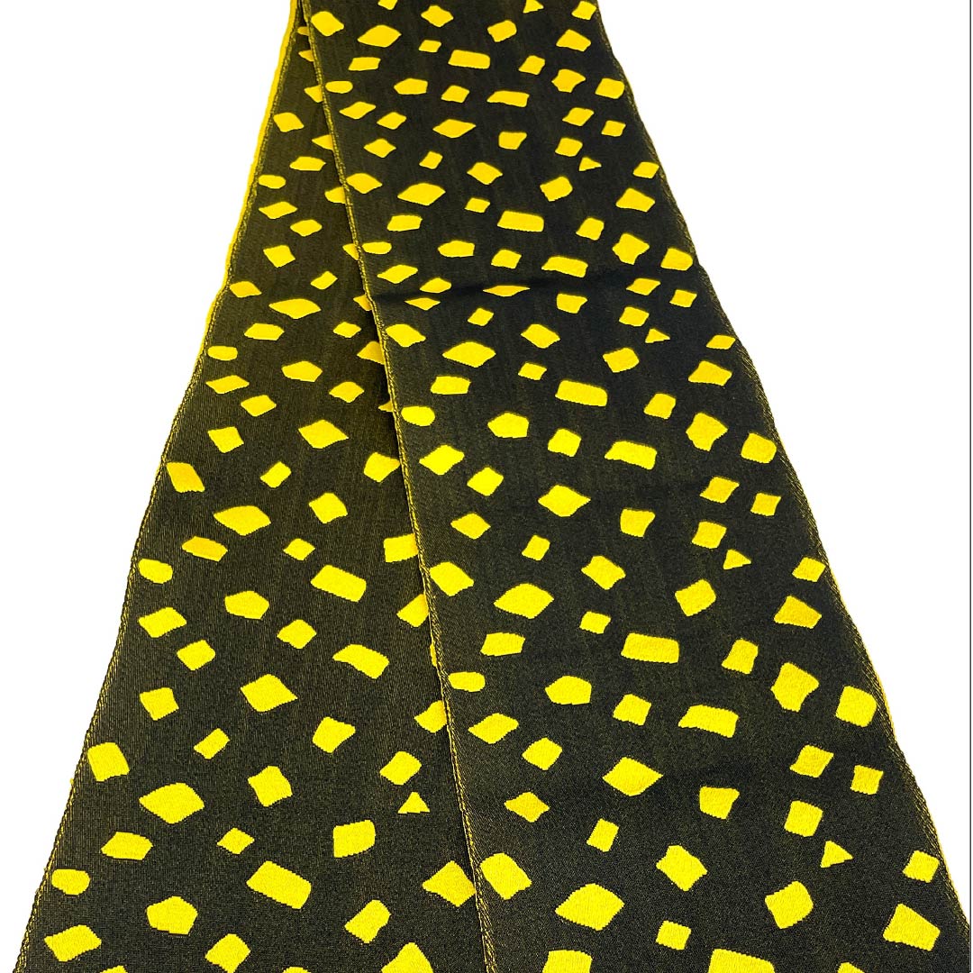 Half-width obi, polyester, turquoise, geometric pattern, obi length 348cm, yellow, S rank, 1125001732323