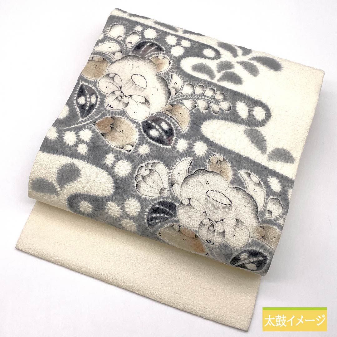 名古屋帯 乳白色色（にゅうはくしょくいろ） 作家物 辻ヶ花 帯丈357cm 正絹 Bランク ポイント柄 セミフォーマル 白系 1124008384311 名古屋仕立て