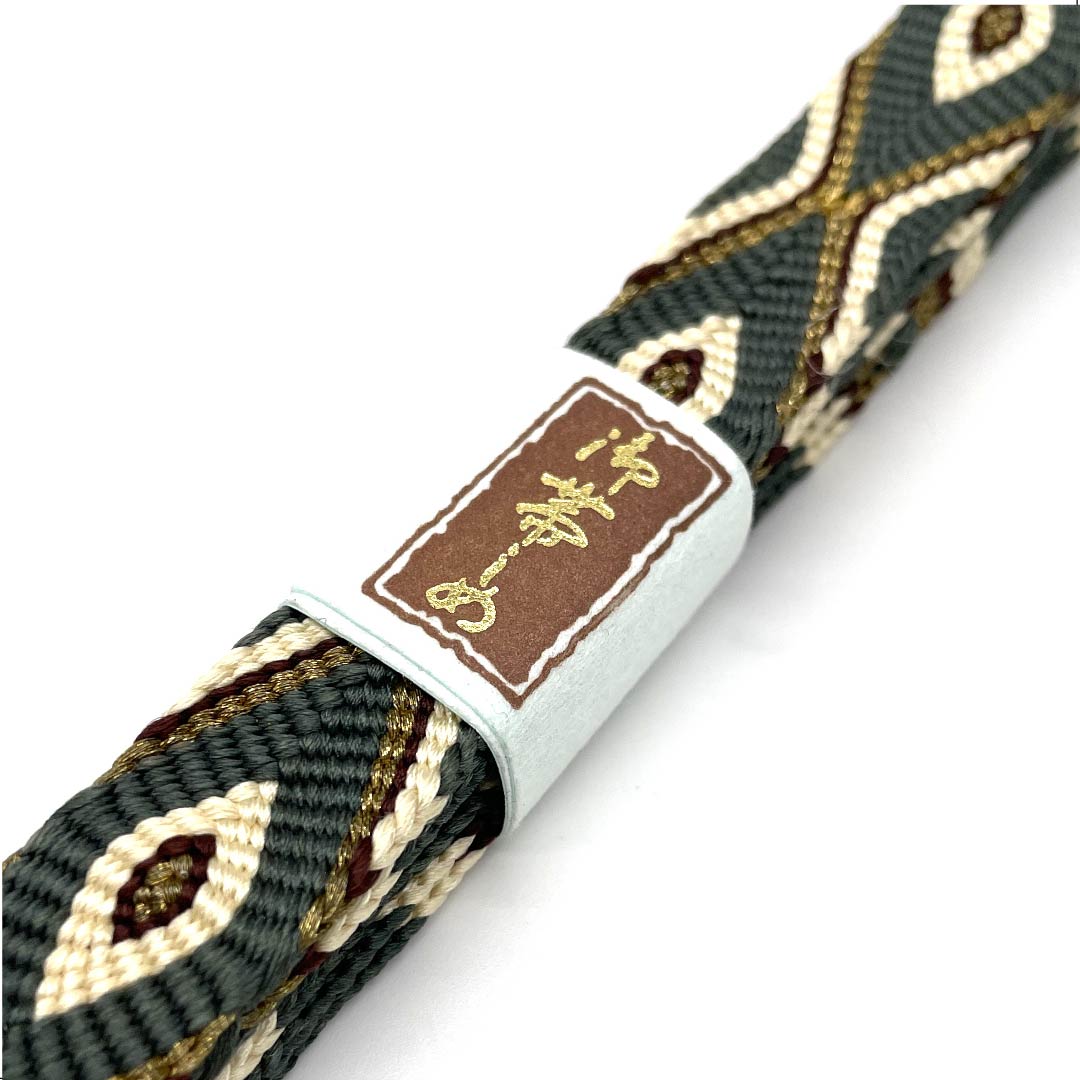 （新古品） 帯締め 正絹 四分紐 錆納戸色（さびなんどいろ） 手組紐 しゃれ心 金属糸使用 長さ約156cm 幅約1.5cm カジュアル Sランク 緑系 1135002762319