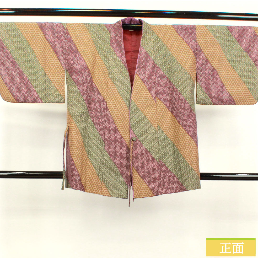 Travel wear, polyester, length 83.5cm, sleeve length 66cm, geometric pattern, washable kimono, S rank, lined, gradient 1117000872999
