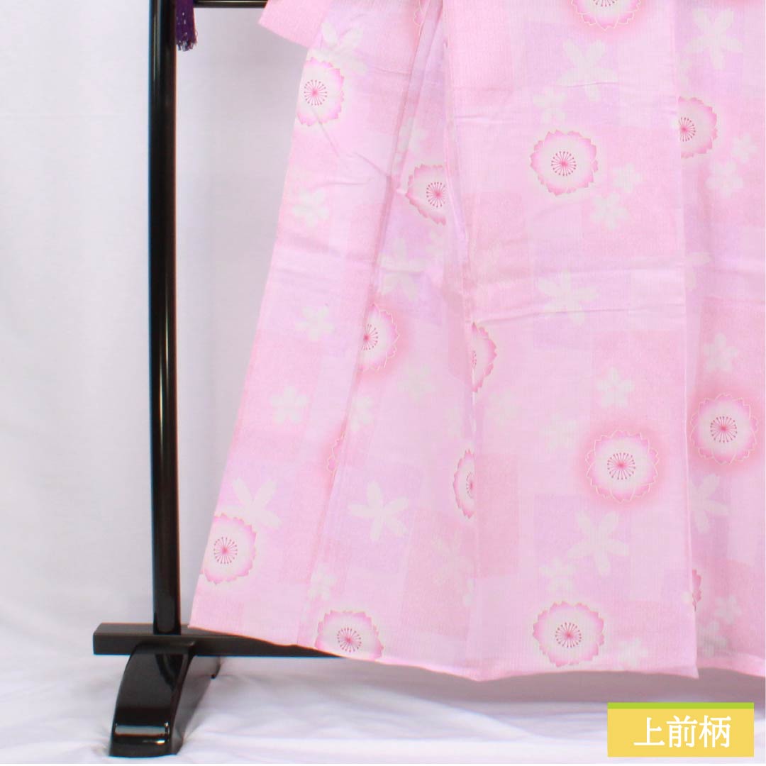 浴衣 木綿 身丈159cm 裄丈65.5cm Bランク 単衣 ピンク系 唐棣色（にわうめいろ） 八重桜 1118006074313