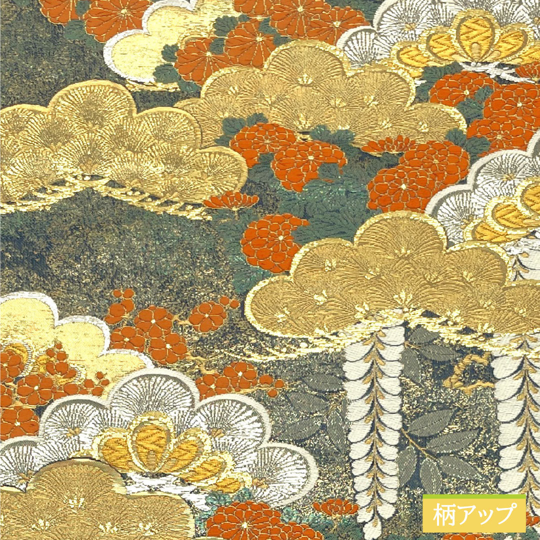 Fukuro Obi (Sash), Pure Silk, S-Rank, Nishijin-ori, Spring and Autumn Pine Pattern, Length 432cm, Six-Ply, Formal, Gradient Pattern, Item Number 1123016752399