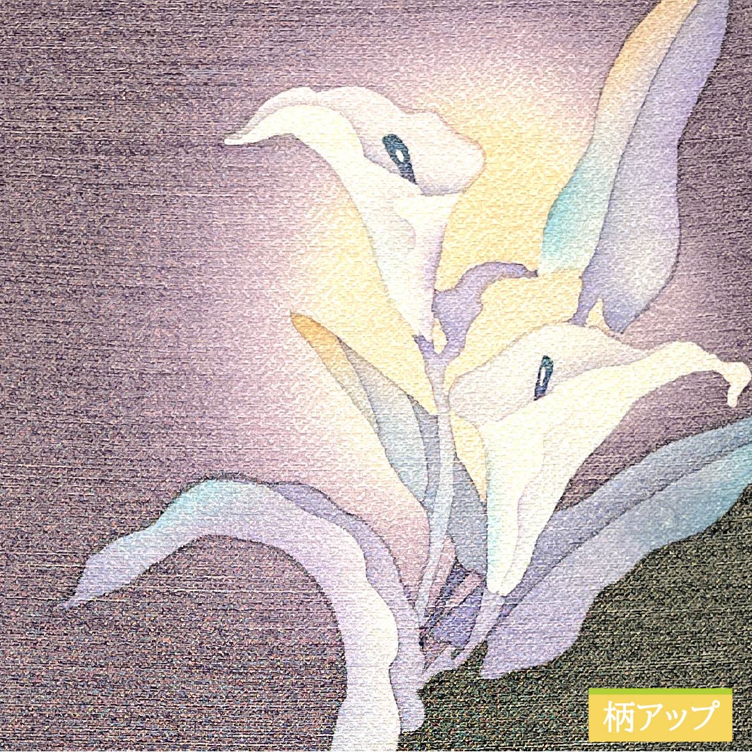 Pure silk obi in Hatobairo (dove feather) color, length 434cm, S rank, accent pattern, semi-formal, purple, 1123014812320