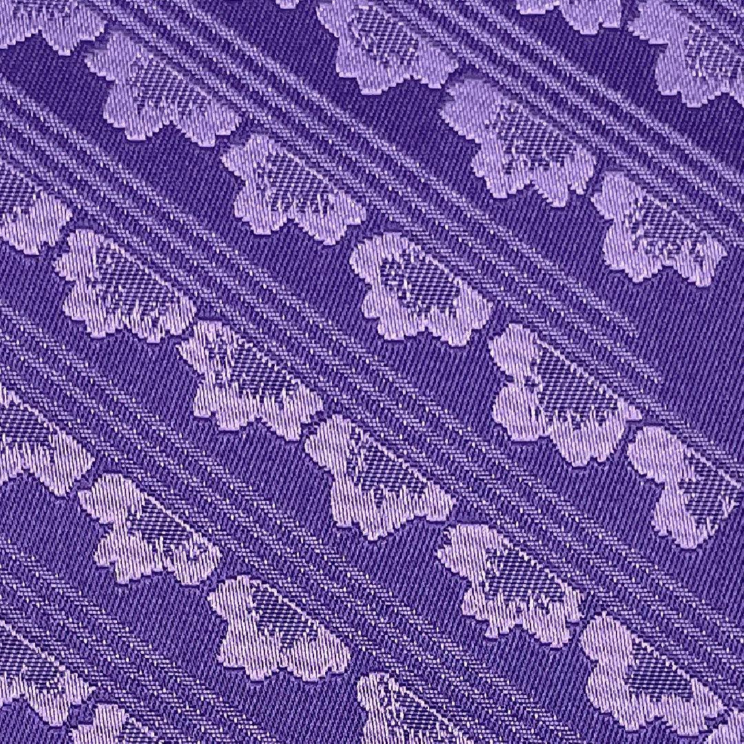 Half-width obi, polyester, bellflower-colored (kikyo-iro) floral and geometric patterns, purple, 360cm long, S rank, 1125002242320